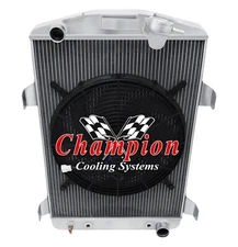 3 Row ER Champion Radiator W/ 16" Fan for 1930 Chevrolet Car Chevy V8 Conversion