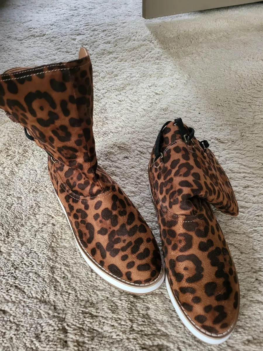 Leopard Lace Back Boots eBay