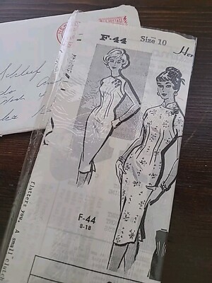 Vtg 60s Patt-O-Rama Mail-order F-44 Kimono Pencil Slip Dress Sewing Pattern- B31
