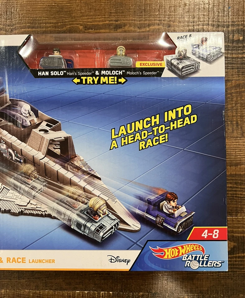Star Wars Hot Wheels Battle Rollers Star Destroyer Slam & Race Launcher Han Solo Foto 3 de 4