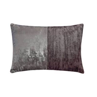 Silver, Gray Jacquard Lumbar Pillow Cover Set of 2 Patchwork Foil - Silver Glint