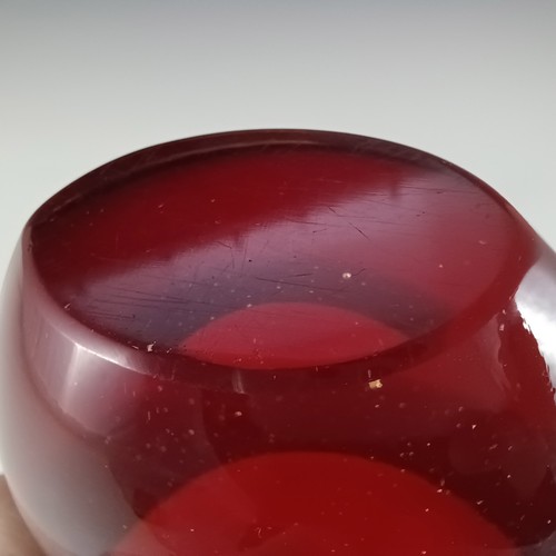 Murano / Venetian Red & Amber Vintage Sommerso Glass Vase - Picture 6 of 6