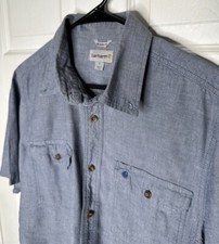 Carhartt Men's Relaxed Fit Chambray Short Sleeve Work Shirt Denim Blue Size M