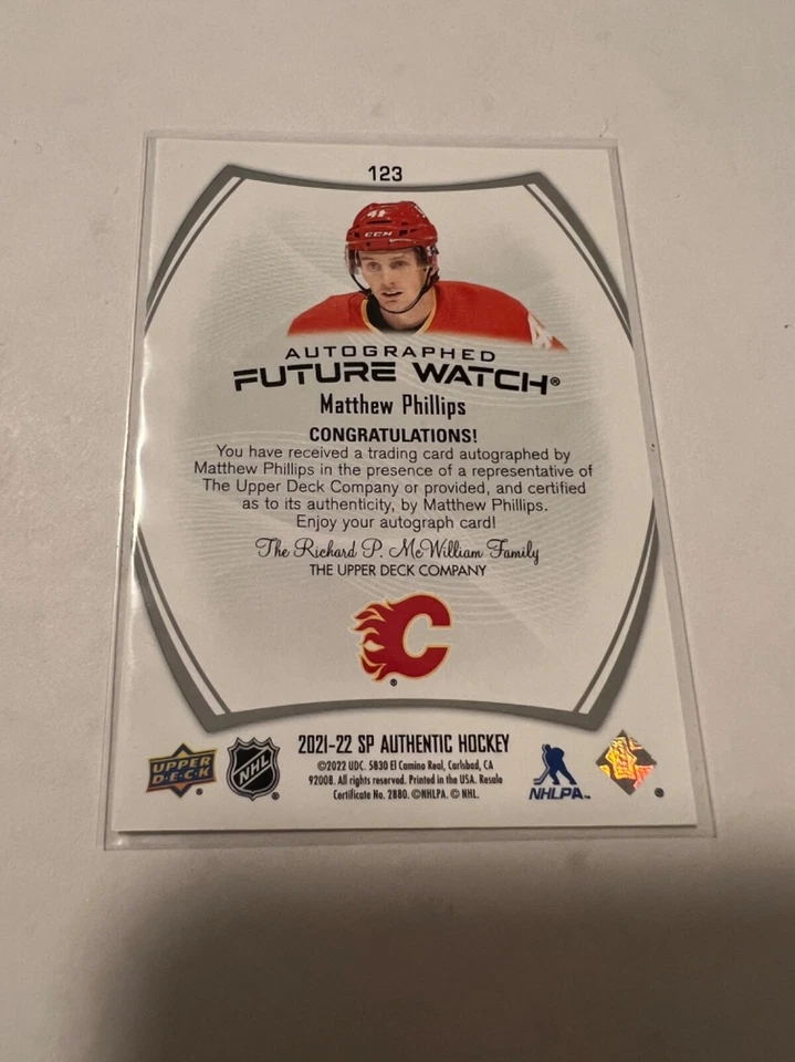 2021-22 SP Authentic Future Watch Auto #123 Matthew Phillips /999 - Image 2 of 2