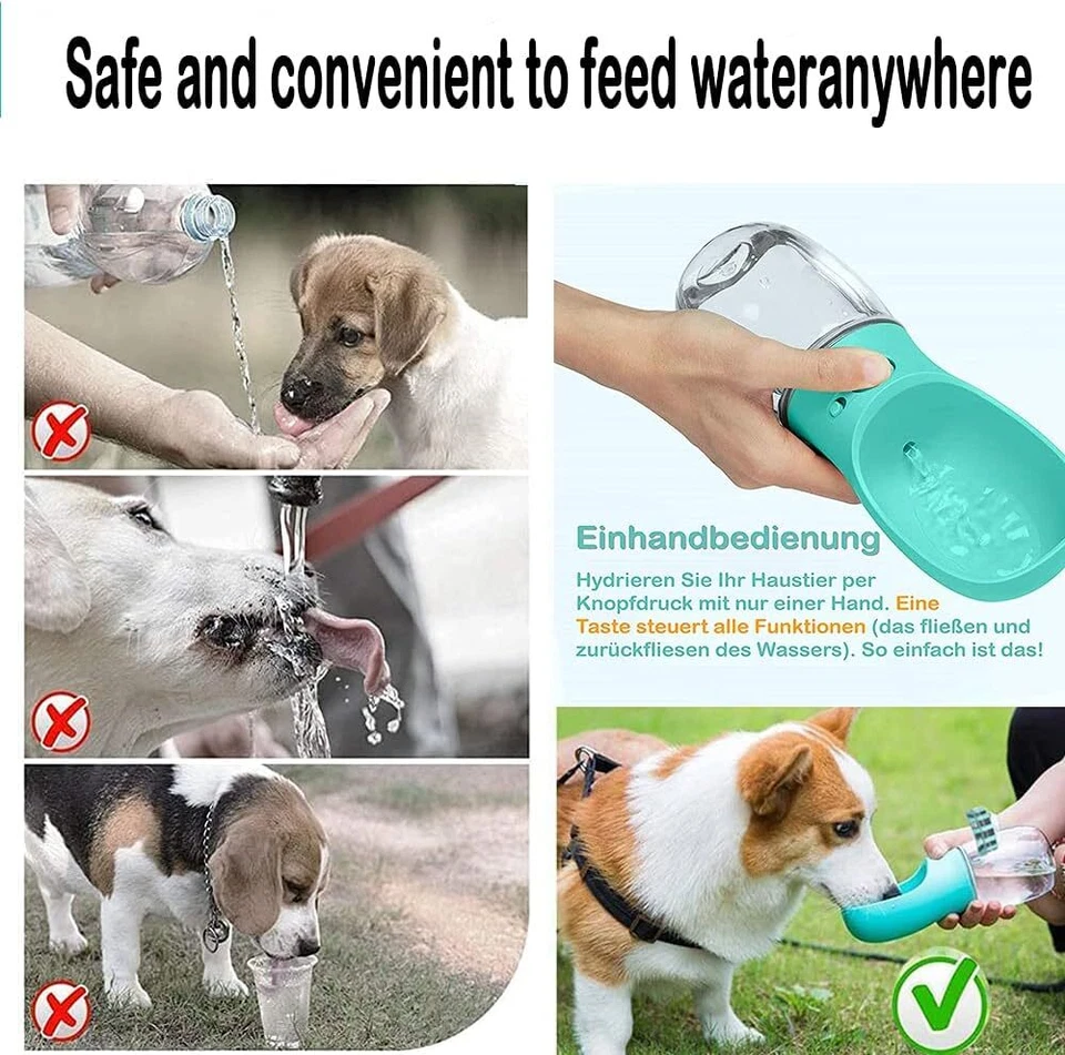 550ml Hunde Trinkflasche für Unterwegs Hund Wasserflasche Haustier Trinknapf DHL - Bild 4 von 4