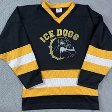 Vintage Ice Dogs Hockey Jersey Black Yellow K1 Sportswear Sz M