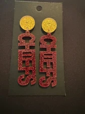 Kansas City Chiefs Earrings CHIEFS Dangling Acrylic KC Glitter