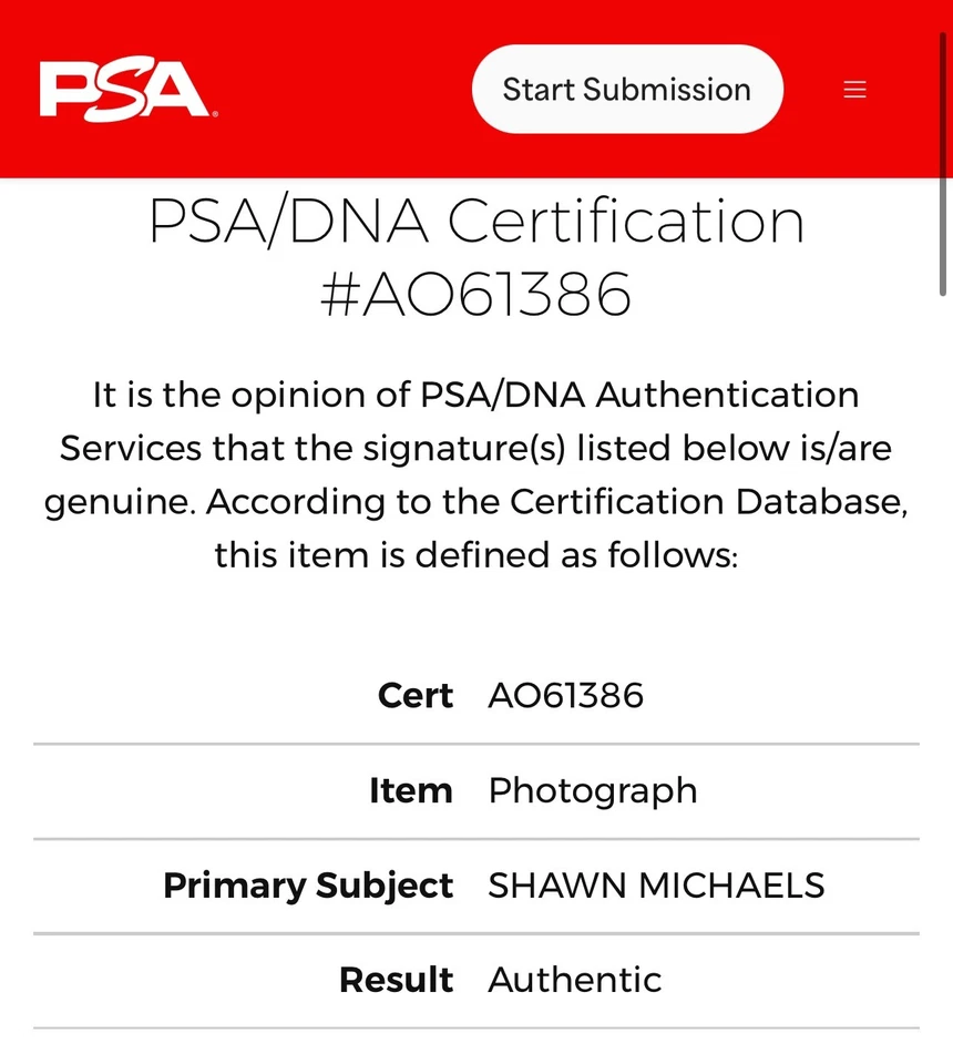 WWE SHAWN MICHAELS P-475 SIGNED ORIGINAL 8X10 PROMO PHOTO WITH PSA COA FROM 2000 - Image 3 of 3