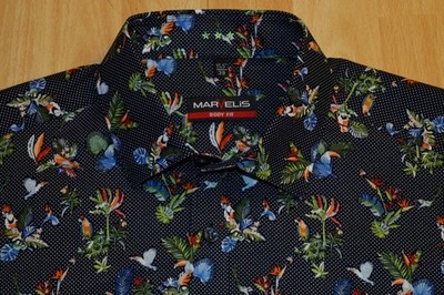 Neuwertiges  MARVELIS   Hemd  KW39 - 15 1/2  slim  blau  langarm  Papagei