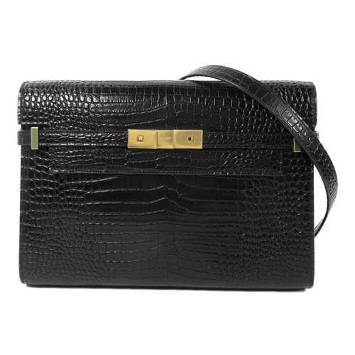 SAINT LAURENT YSL GHW Manhattan Shoulder Bag 579271 Calfskin Leather Black