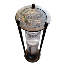 Kelvin & Hughes Brass Glass Nautical Floating Sand Timer Hourglass - Preloved GC