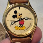 Vintage Seiko Day Date 5Y23-7079 Mickey Mouse Quartz Wristwatch Japan Gold Tone