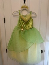 Disney World Parks Tiana Princess and the Frog Costume Dress and Crown Sz 7/8