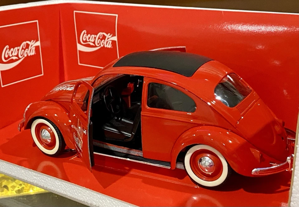 Coca-Cola 1979 Red Volkswagen Beetle Die Cast Car RAGTOP 1/18 Scale VW BUG Mint - Image 4 of 4