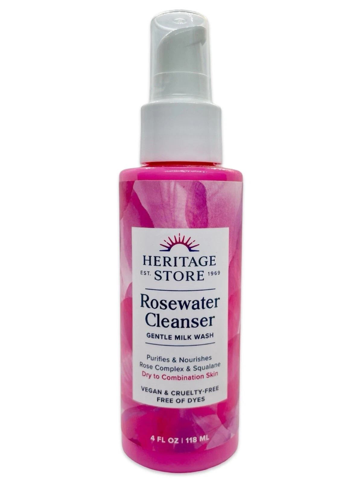 Heritage Store Rosewater Cleanser Dry To Combination Skin 4 fl oz