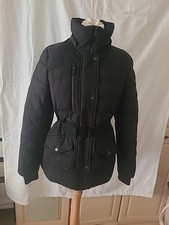 Michael Kors Size Small  Black Quilted Zip Up Coat, With Belt. Hood Missing.