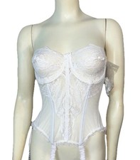 Victoria  s Secret Vintage Lace Sheer Mesh Corset Bra Garter Merry Widow 36 Bride