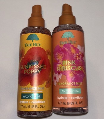 Lot of 2 Tree Hut Sun kissed Poppy/Pink Hibiscus body mist 6oz New Missing tops