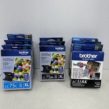 Brother LC75BK XL High-Yield Black/Cyan + LC51BK Ink Cartridges (LOT OF 8)