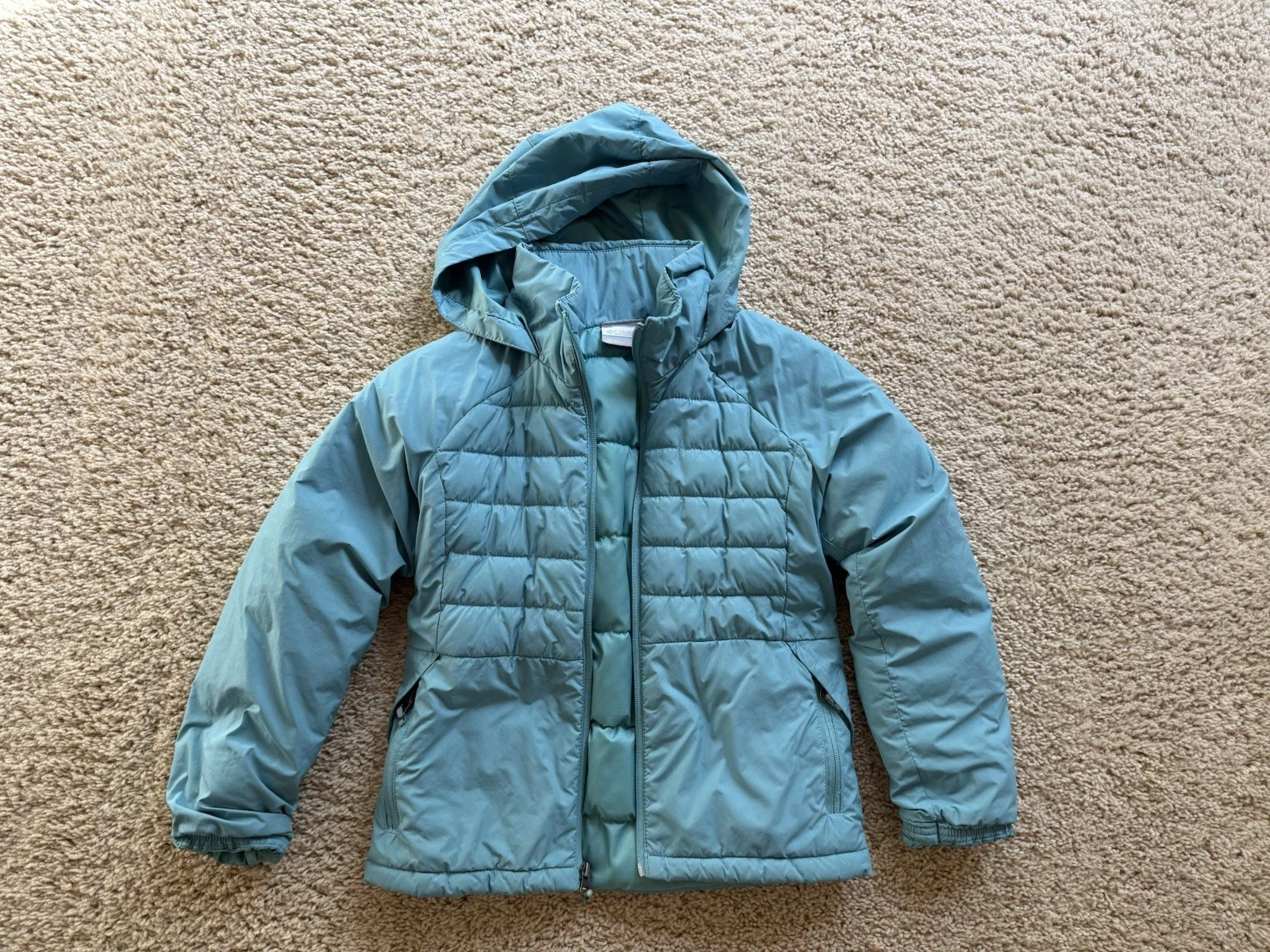 Columbia Girls Windy Ways Jacket Siz Small Insulated Hood Water-Resistant Blue