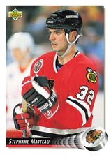 Stephane Matteau 1992-93 Upper Deck #540 Chicago Blackhawks Hockey