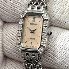 Pre-Owned Seiko Exceline Shell Dial Stone Bezel Watch