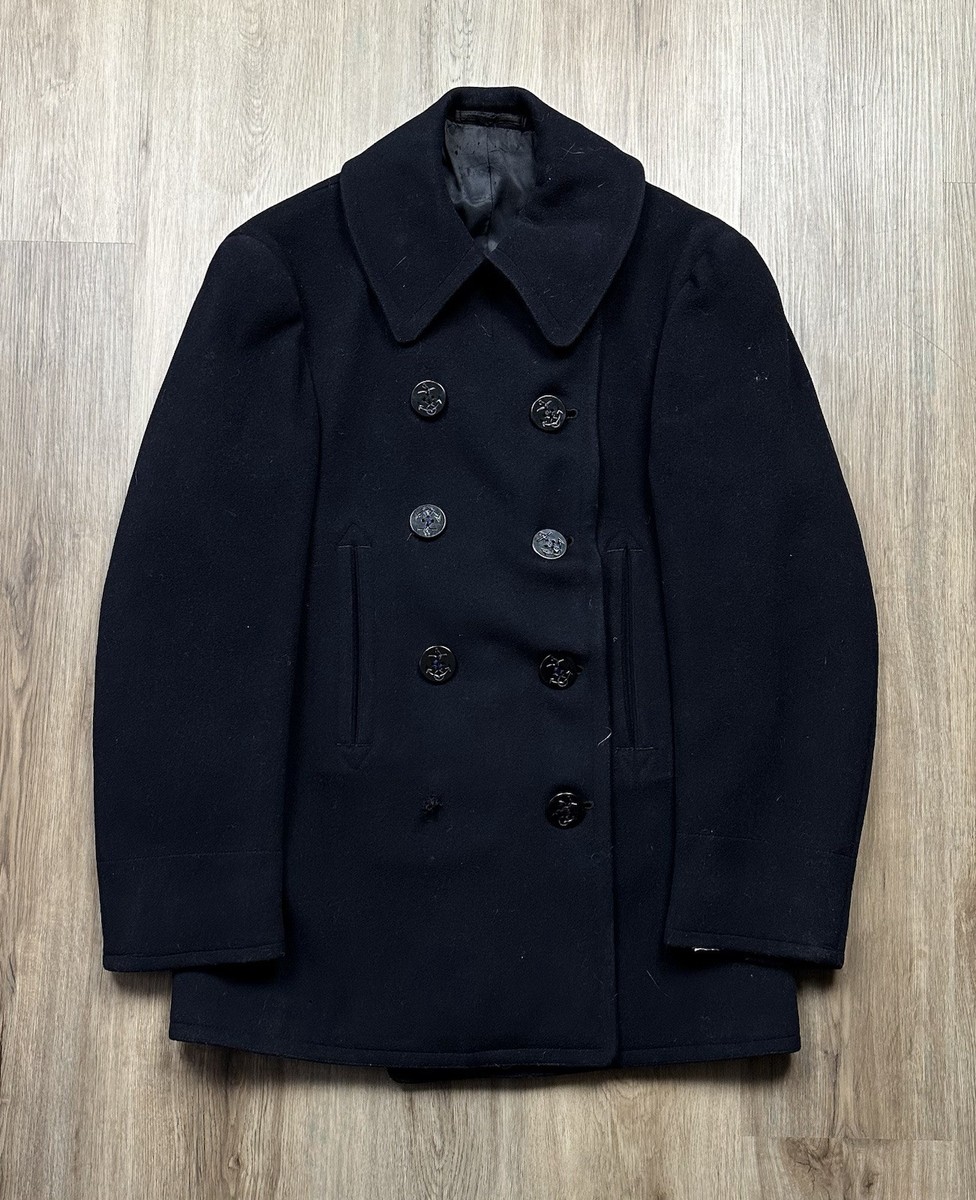 U.S. NAVAL CLOTHING FACTORY カバーオール 38 Naval Clothing Factory Pea Coat 1940's WWII Navy Men's