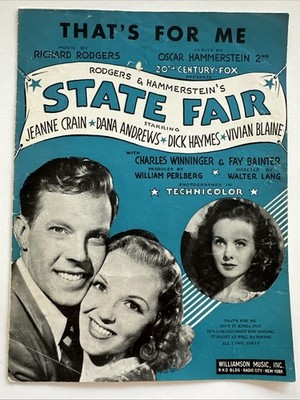 Vintage 1945 Sheet Music - That s For Me - State Fair - Rodgers Hammerstein