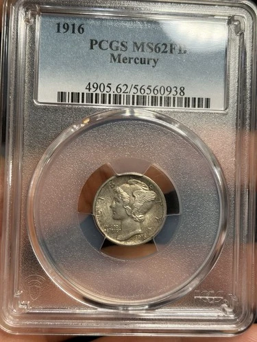 1916P Mercury Dime  PCGS MS62 FB  - Full Bands!