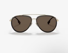 Burberry Aviator Sunglasses Gold Metal Frame Brown Tinted Plastic Lenses unisex