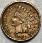 About Uncirculated 1862 Indian Head Cent, Sharp specimen.
