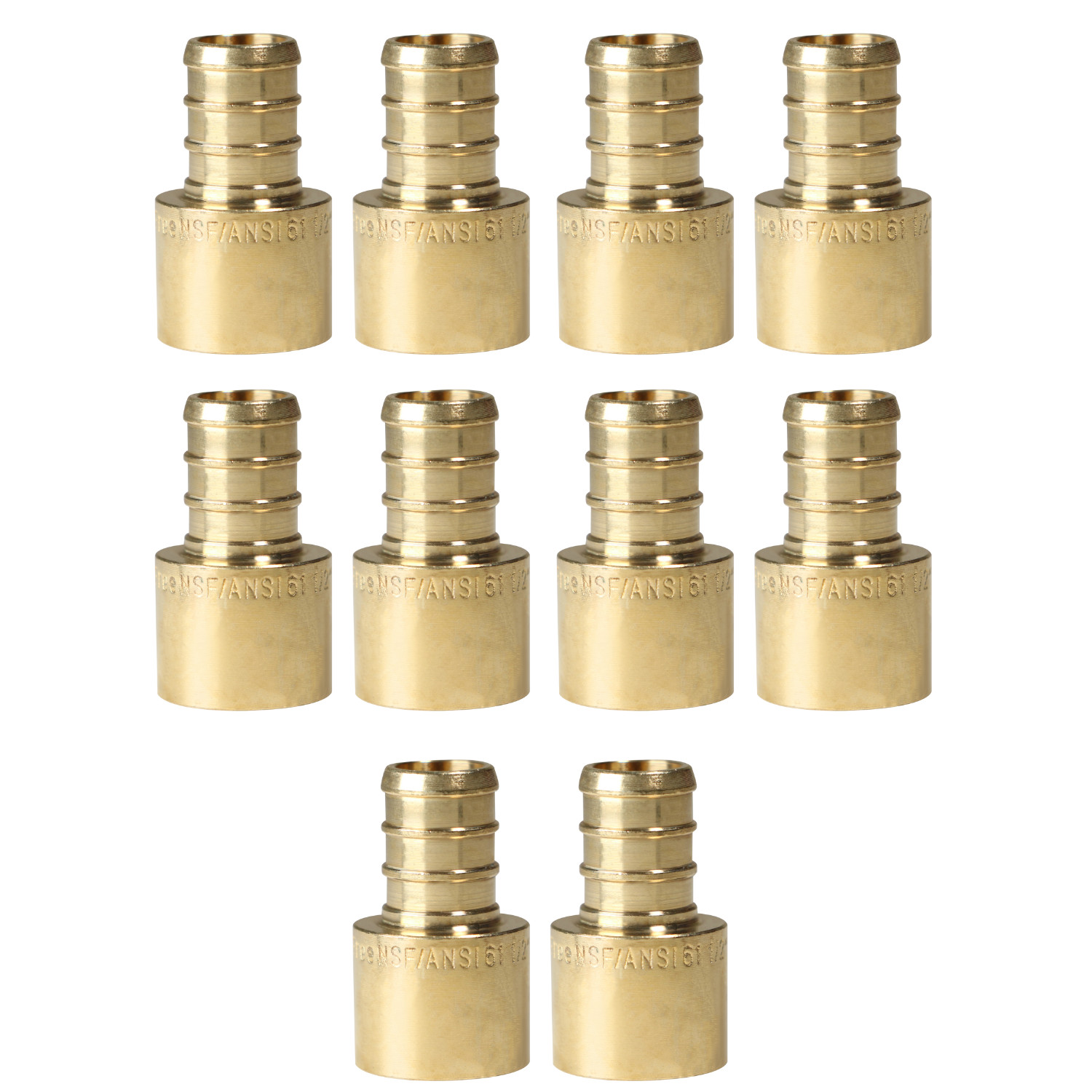 10 Pack XFITTING 1/2" Pex B x 1/2" Female Sweat Adapter, Lead Free Brass