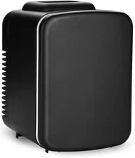 Simple Deluxe Mini Fridge, 4L/6 Can Portable Cooler & Warmer Freon-Free Black 