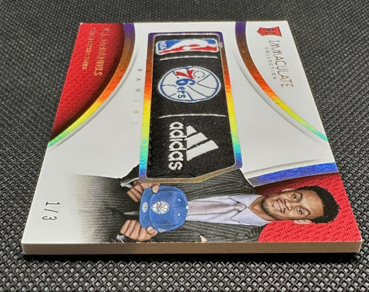 2014 Immaculate PLAYER CAPS LOGOMAN 76ers TEAM LOGO HAT PATCH K McDaniels #'d /3 view 13