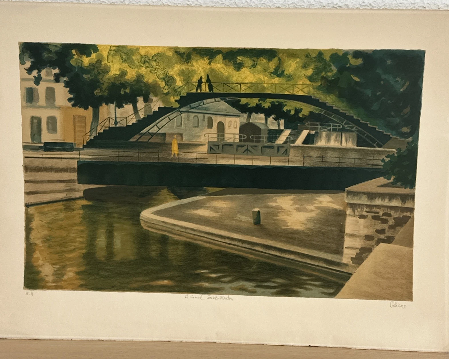Lithographie, Sans Cadre Salinas Marcel, Le Canal Saint Martin