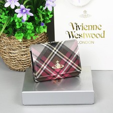 Vivienne Westwood Gamaguchi Trifold Wallet checked pattern 11cm 9cm 3cm