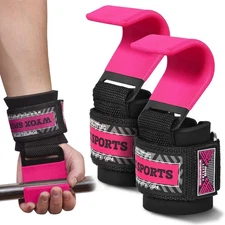 Weight Lifting Hooks for Men & Women (Pair) – Heavy Duty Wrist Support Straps...