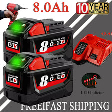 For Milwaukee for M18 18V 8.0Ah Li-ion 48-11-1860 48-11-1850 Battery / Charger