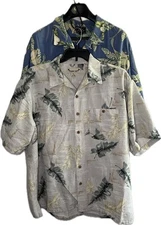 Lot of 2 Tropical Silk Blend Shirts size XXL Bermuda Bay Paradise Cove