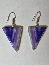 Neu 925 Silber Hängeohrringe 100% Echte Edelstein Botzwana Agate 4,5 cm Länge