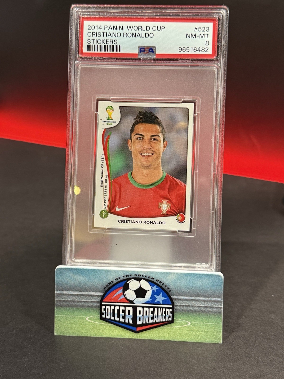 2014 Panini World Cup Sticker #523 Cristiano Ronaldo PSA 8 🇵🇹 view 1