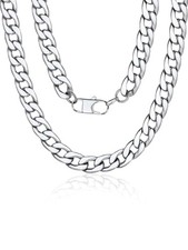 ChainsPro Silver Cuban Link Chain/Black Necklace/18K Gold Chain for Men