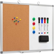 Cork Board Magnetic Dry Erase Board Combo 24x18 Inches Whiteboard Bulletin Board