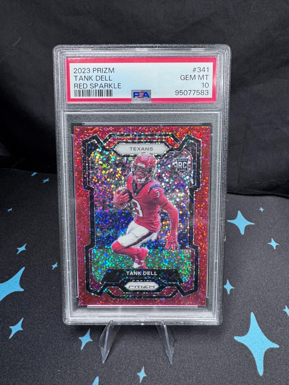 2023 Panini Prizm - Rookies Tank Dell #341 Red Sparkle Prizm (RC) PSA 10
