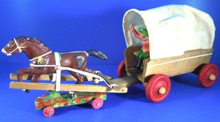 Masse Indianer DDR Planwagen und Kutscher Bayer