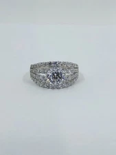 Epiphany Diamonique 100-Facet Round CZ with Multi-Row Ring, Platinum Plated