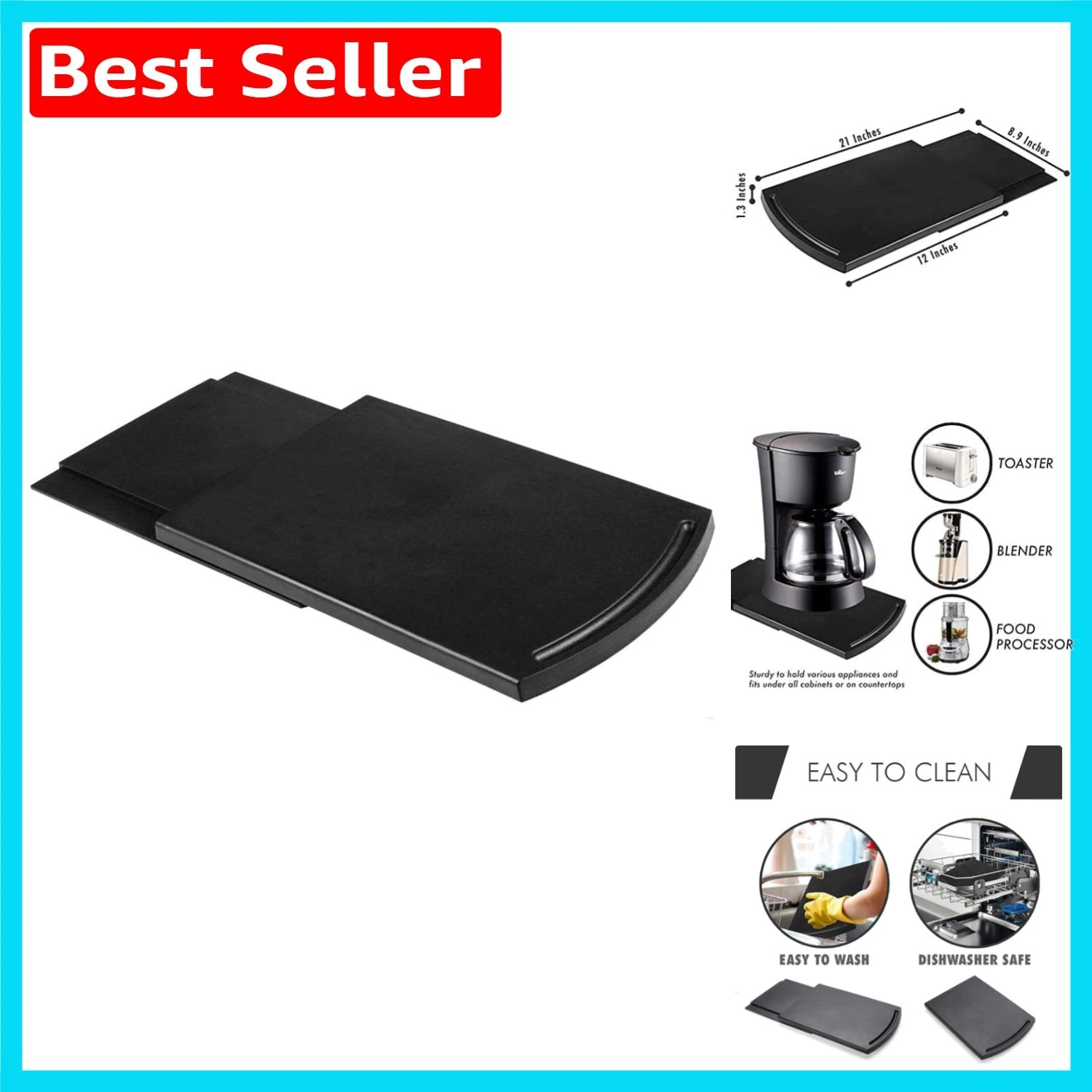 BPA-Free Sliding Coffee Mat & Organizer - Effortless Kitchen Appliance Storage