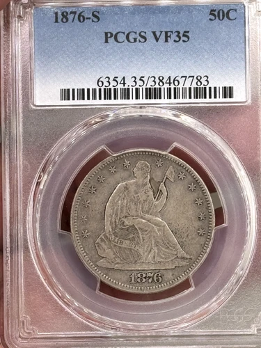 1876 S 50c Seated Liberty Half Dollar PCGS VF35