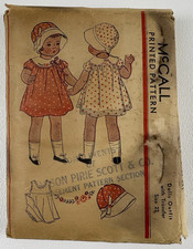 VTG 30s McCall Mini Sewing Pattern 22" Doll Dress, Hat, Petticoat, Underwear UC