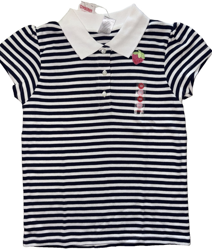 Gymboree vintage 2006 PRETTY PREPPY navy/ white strawberry polo Top Shirt 10 NWT